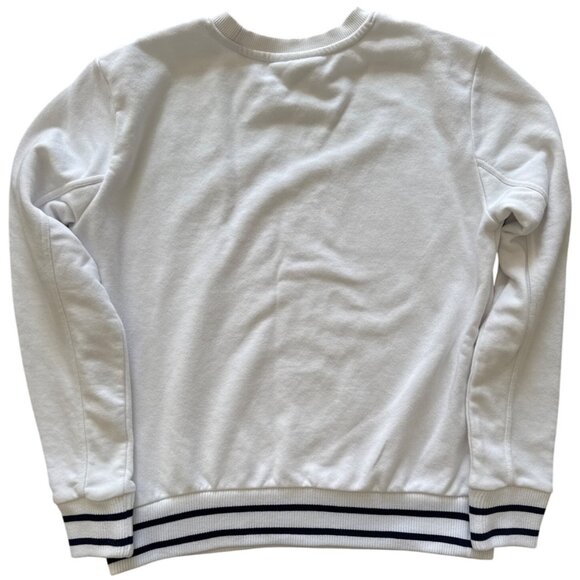 Fila Mens Crewneck Sweatshirt White With Striped Cuffs Size M - Picture 8 of 8
